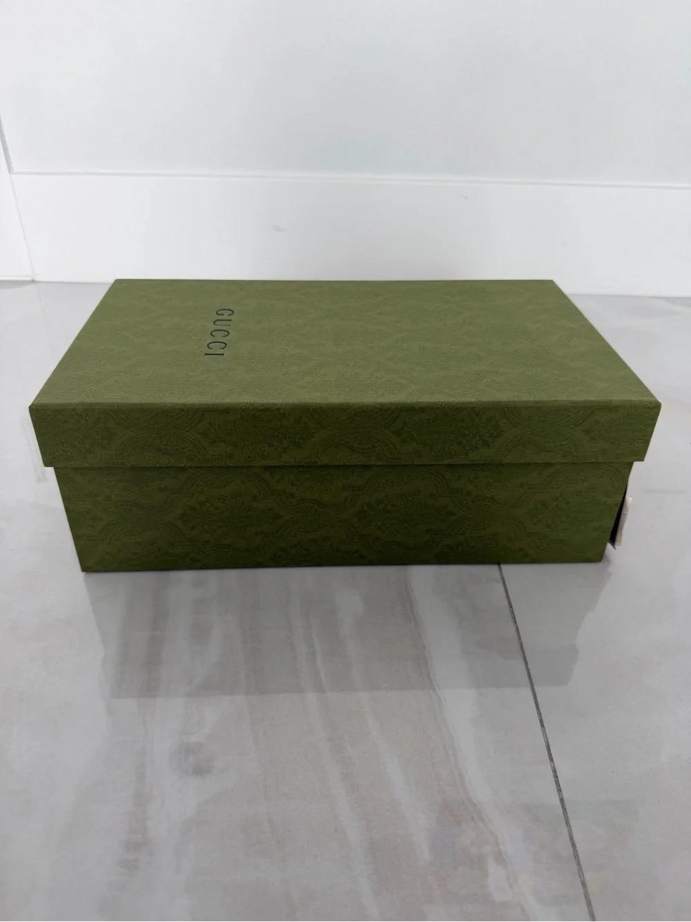 Gucci Mens Green Shoe Box 2 Linen Textured Dust Bags Logo Tissue Paper Inserts